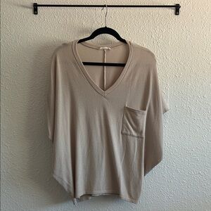 Elegant Beige V-Neck Women's Top